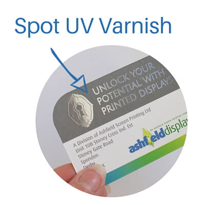 use of spot uv varnish on a card